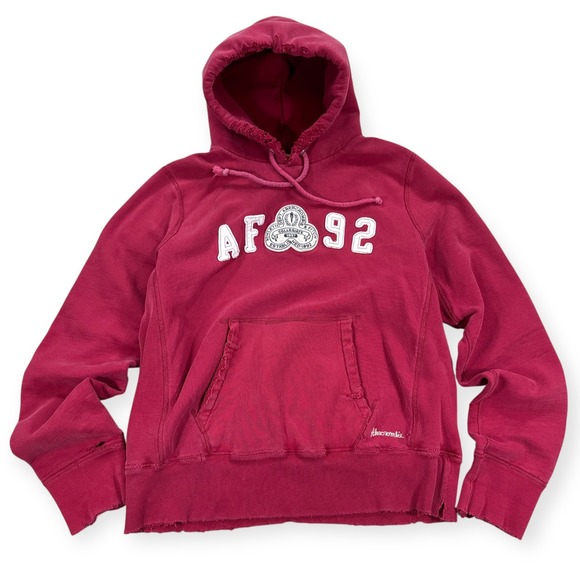 Abercrombie & Fitch Other - 90s Abercrombie & Fitch Hoodie Men's Large Red AF 92 Streetwear Vintage Thrashed